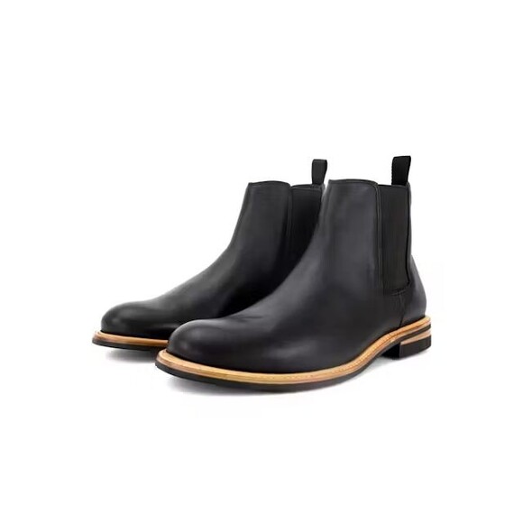 NISOLO MEN'S‎ JAVIER LEATHER CHELSEA BOOTS BLACK SZ 9.5 $260 NIB - Picture 3 of 6